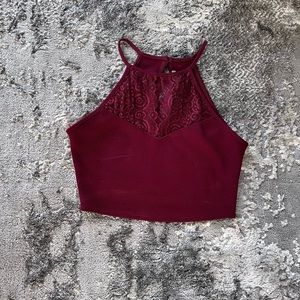 Lace halter crop top